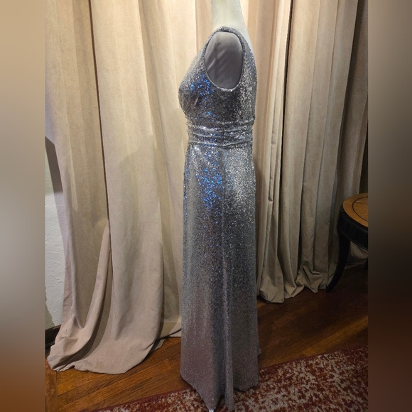 Christina Wu Silver Sequin Evening Gown - Picture 5 of 11